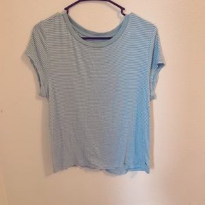 Blue and white stripped cropped short sleeve